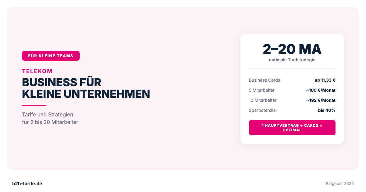Telekom Business Tarife fuer kleine Unternehmen 2026: Empfehlungen fuer 2 bis 20 Mitarbeiter